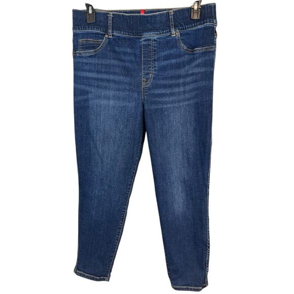 SPANX Dark Wash High Rise Pull-On Skinny Ankle Jeans 1X Petite - Picture 1 of 11